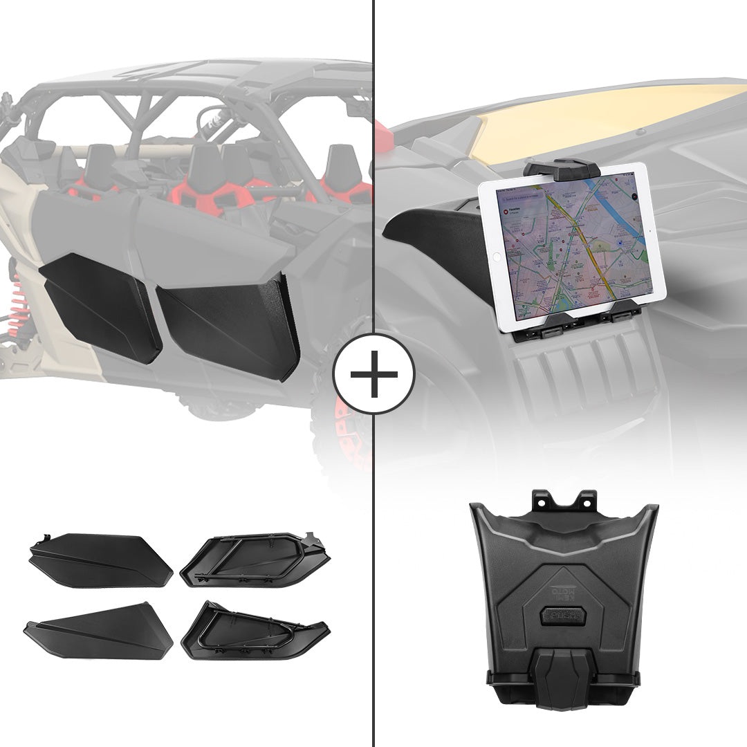 Photo of Lower Doors Panels Kit & Tablet Holder For Can-Am Maverick X3 MAX by Kemimoto - Premium for UTVs / Side by Sides