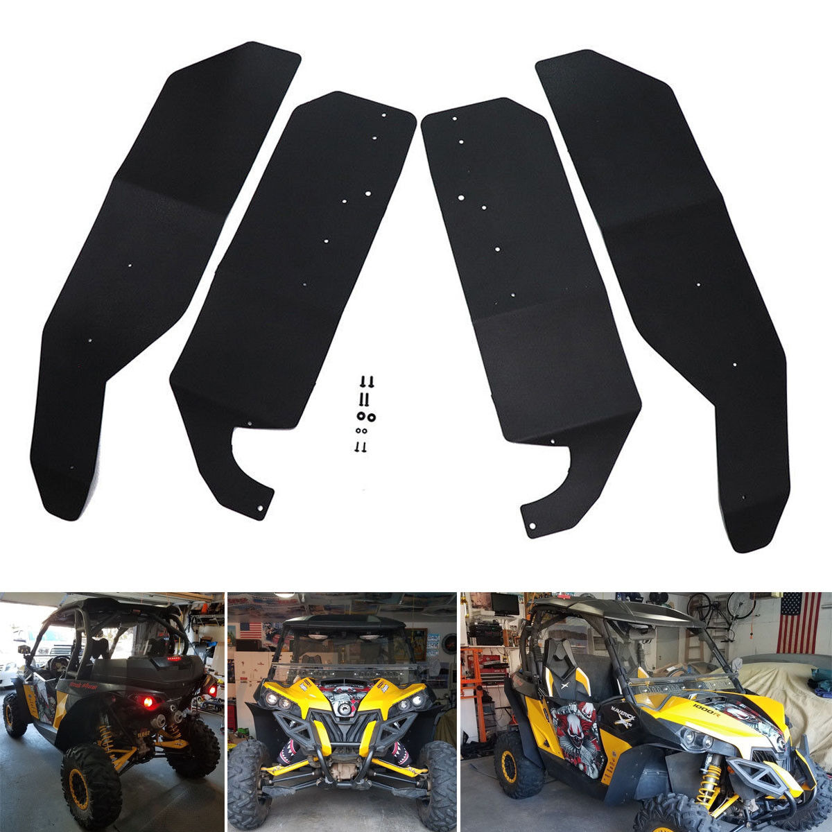 Photo of Extended Fender Flares Mud Flaps for Can-Am Maverick 1000R/MAX by Kemimoto - Premium for UTVs / Side by Sides