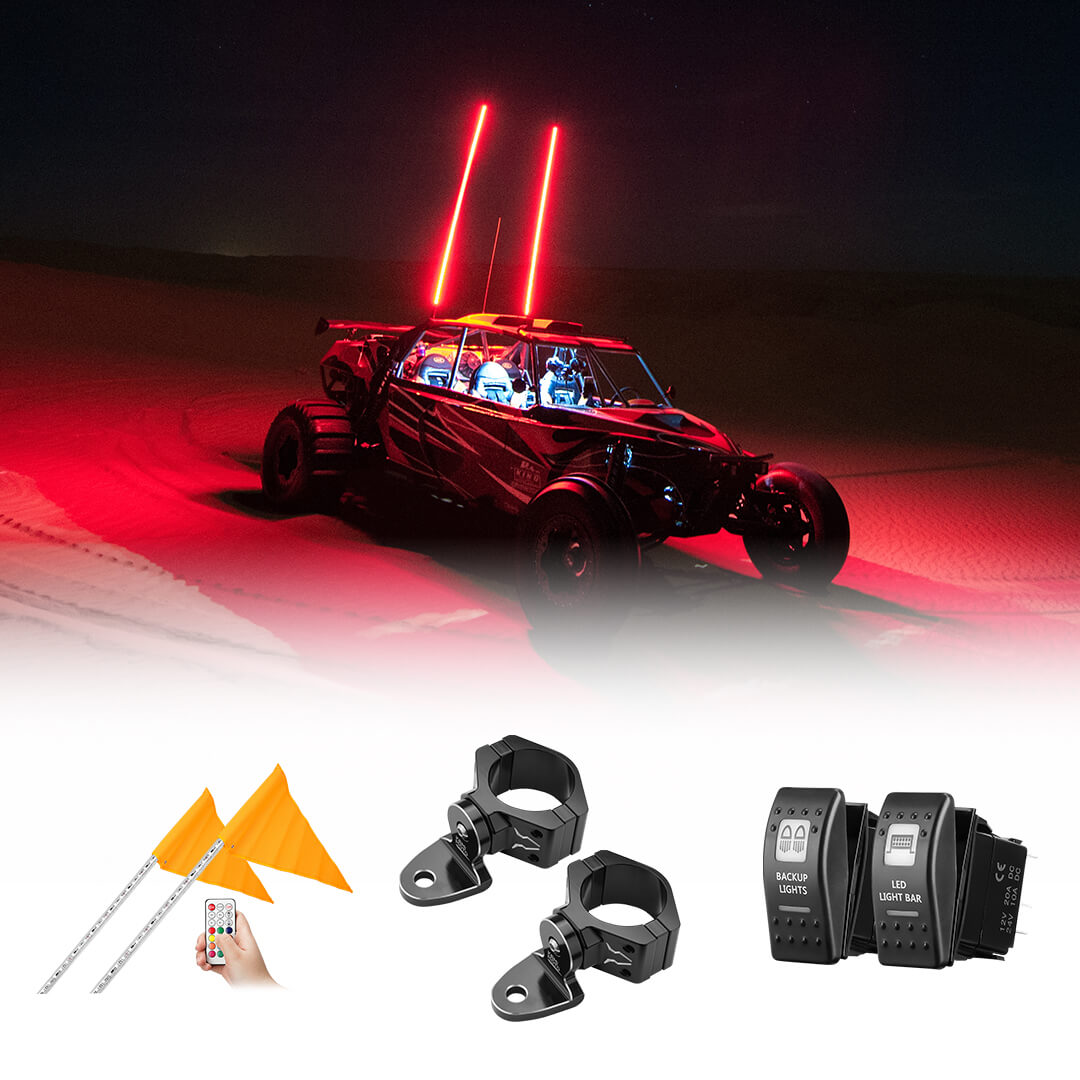 Whip Light & Flag mount & 5 Pin ATV Rocker Switch & Backup Lights