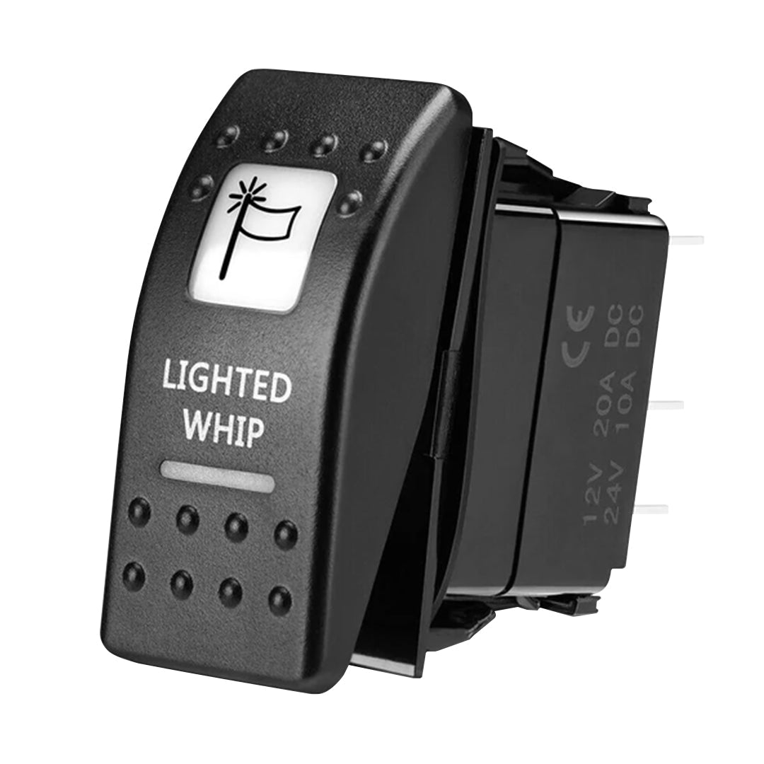 Photo of Lighted Whip Illuminated Marine Rocker Switch 12V by Kemimoto - Premium for UTVs / Side by Sides