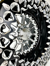 Packard Element Silver beadlock wheel, machined center close-up
