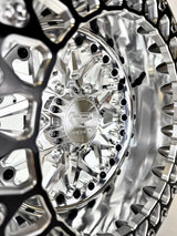 Packard Impact Polished Silver beadlock wheel, machined center close-up