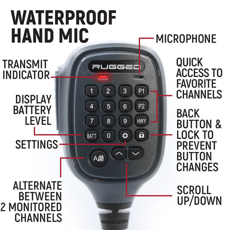 Photo of Hand Mic for G1 Mobile Radio with Scosche MagicMount by Rugged Radios - Premium for UTVs / Side by Sides