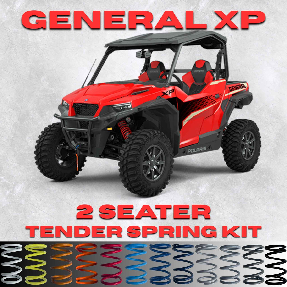 AllThingz UTV Polaris General XP 2 Seater Tender Spring Kit - 2-3" Lift + 80% Better Ride (64" Wide)