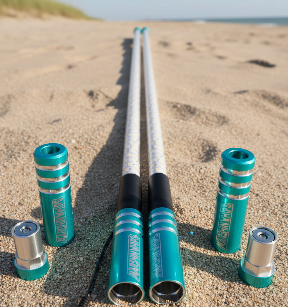 Photo of Game Changer LED Whip Set - Striking Teal by Marshin Whips - Premium for UTVs / Side by Sides