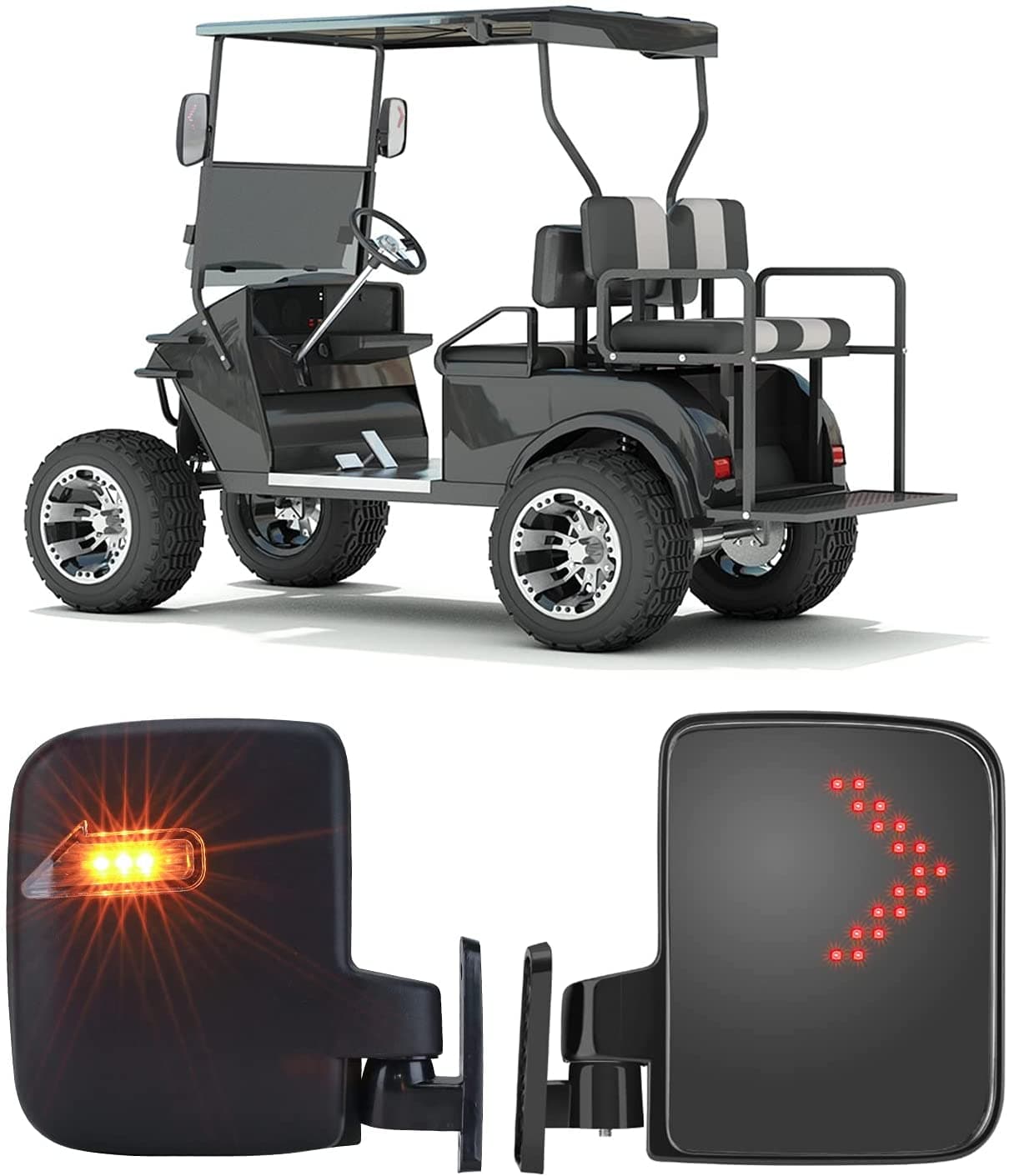 Photo of Golf Cart Side Mirror with LED Turn Signal Light by Kemimoto - Premium for UTVs / Side by Sides