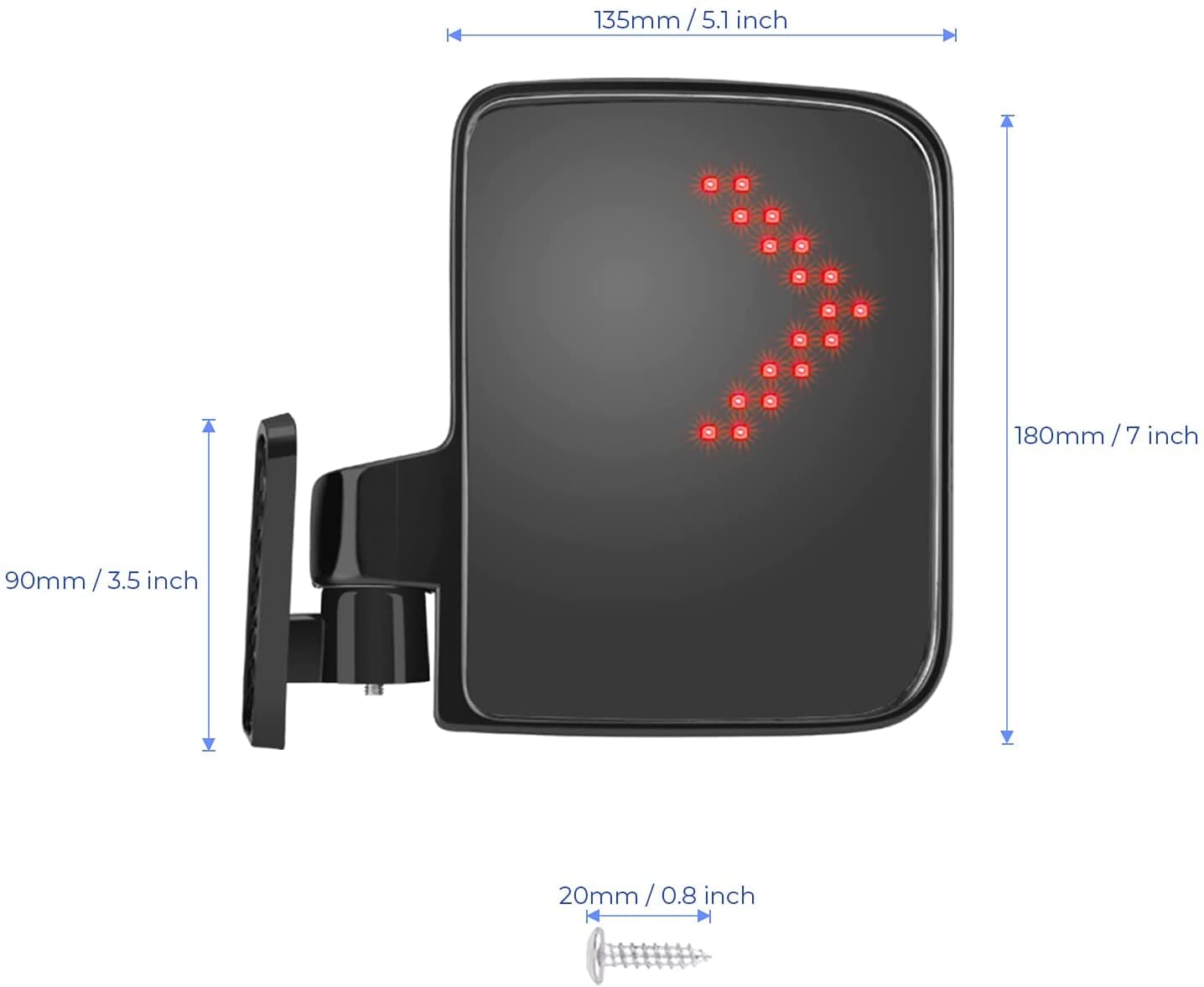 Photo of Golf Cart Side Mirror with LED Turn Signal Light by Kemimoto - Premium for UTVs / Side by Sides