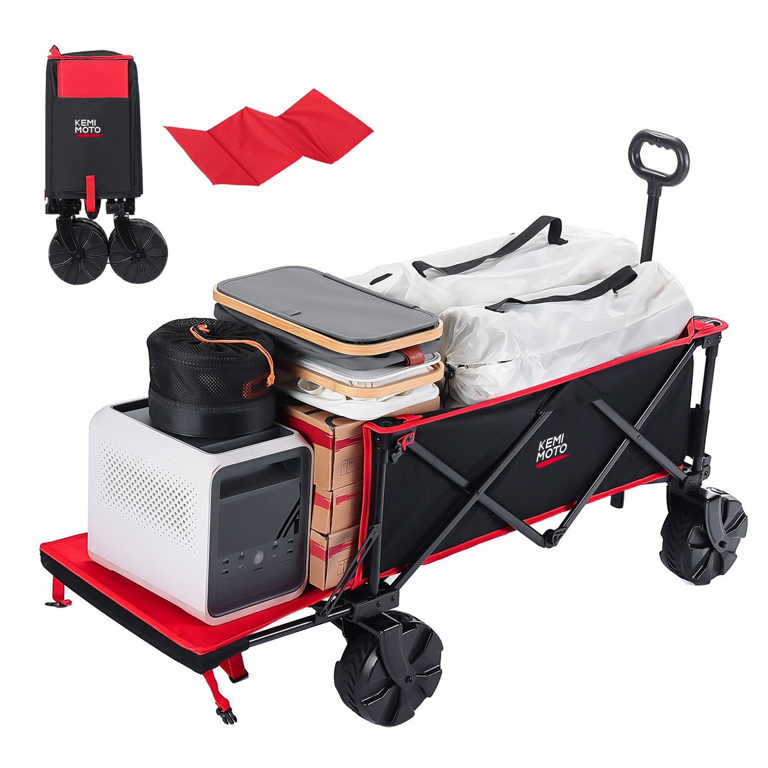 Photo of Heavy Duty Folding Beach Wagon Cart 220lbs for Camping Garden Sports by Kemimoto - Premium for UTVs / Side by Sides