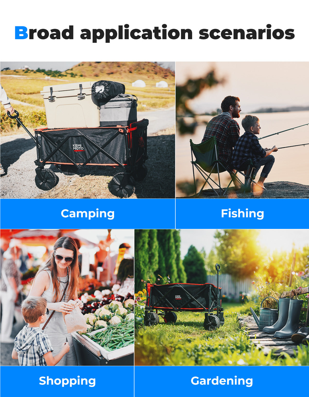 Photo of Heavy Duty Folding Beach Wagon Cart 220lbs for Camping Garden Sports by Kemimoto - Premium for UTVs / Side by Sides