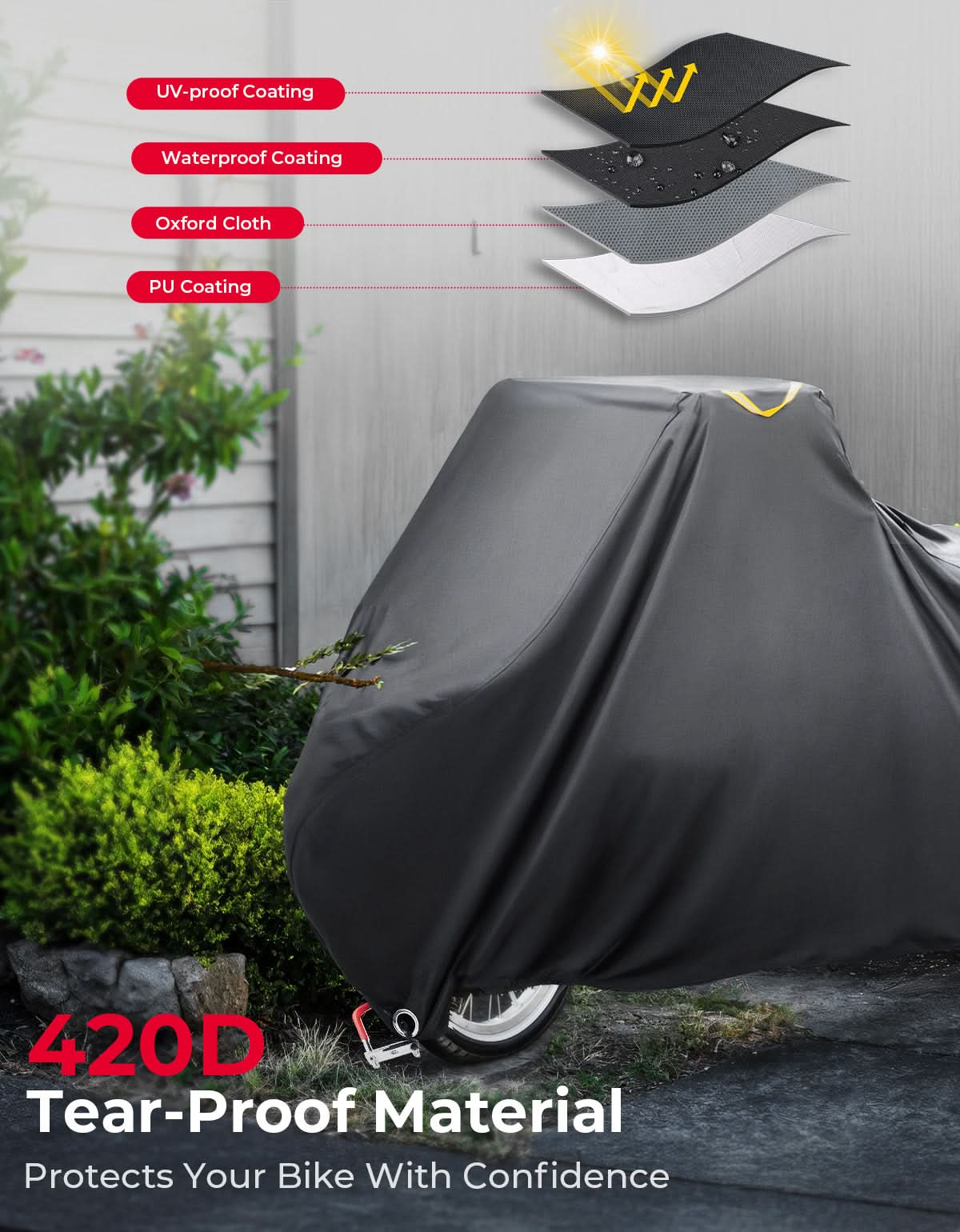 Photo of Rain Waterproof UV Protection Windproof Folding, Bike Tarp for Adult Tricycles, 3 Wheel Bikes, Cargo Bikes by Kemimoto - Premium for UTVs / Side by Sides