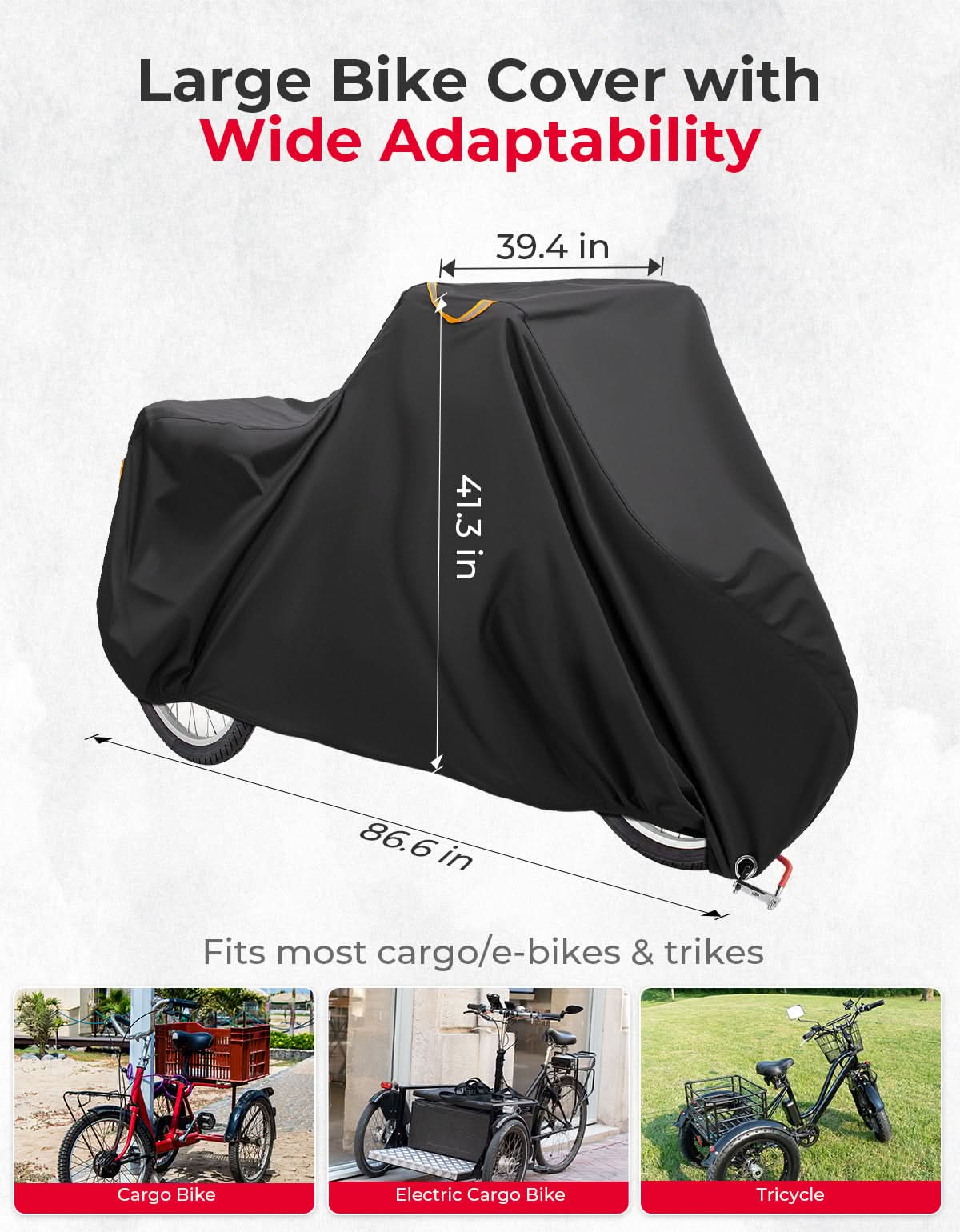 Photo of Rain Waterproof UV Protection Windproof Folding, Bike Tarp for Adult Tricycles, 3 Wheel Bikes, Cargo Bikes by Kemimoto - Premium for UTVs / Side by Sides