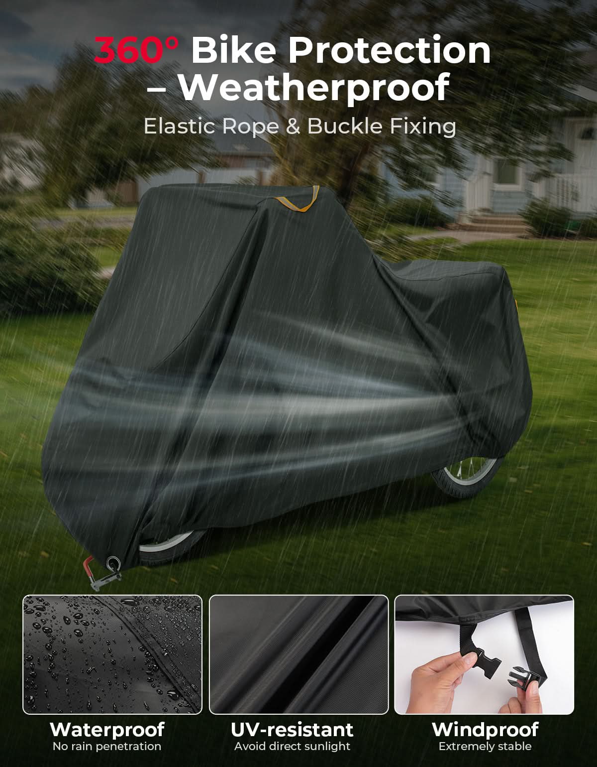 Photo of Rain Waterproof UV Protection Windproof Folding, Bike Tarp for Adult Tricycles, 3 Wheel Bikes, Cargo Bikes by Kemimoto - Premium for UTVs / Side by Sides