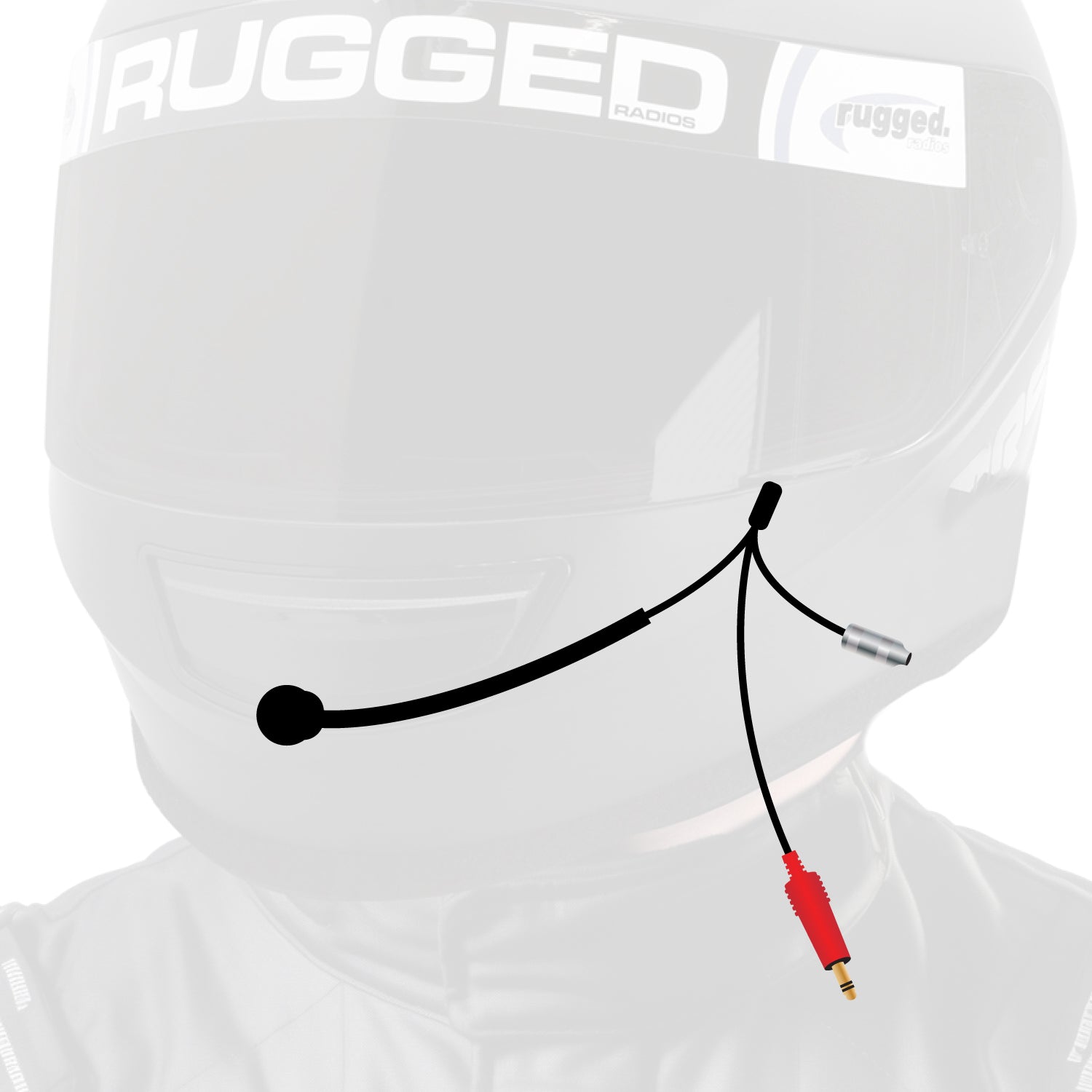 Photo of 3C NASCAR Wired Straight Cord Helmet Kit with Mic and 3.5mm Jack by Rugged Radios - Premium for UTVs / Side by Sides