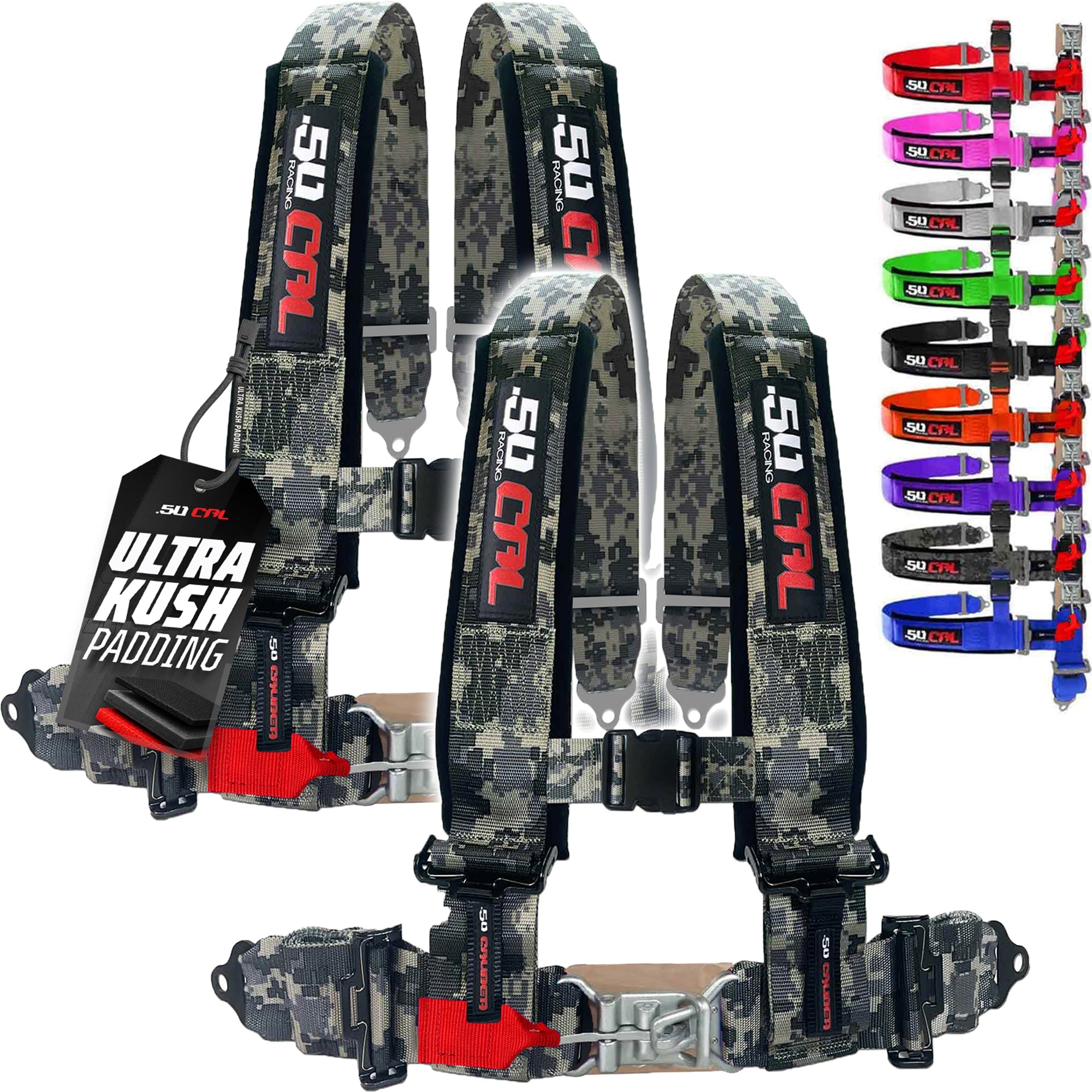 50 Caliber Racing 3" 4-Point UTV Harness | Latch & Link Quick Release | 9 Colors