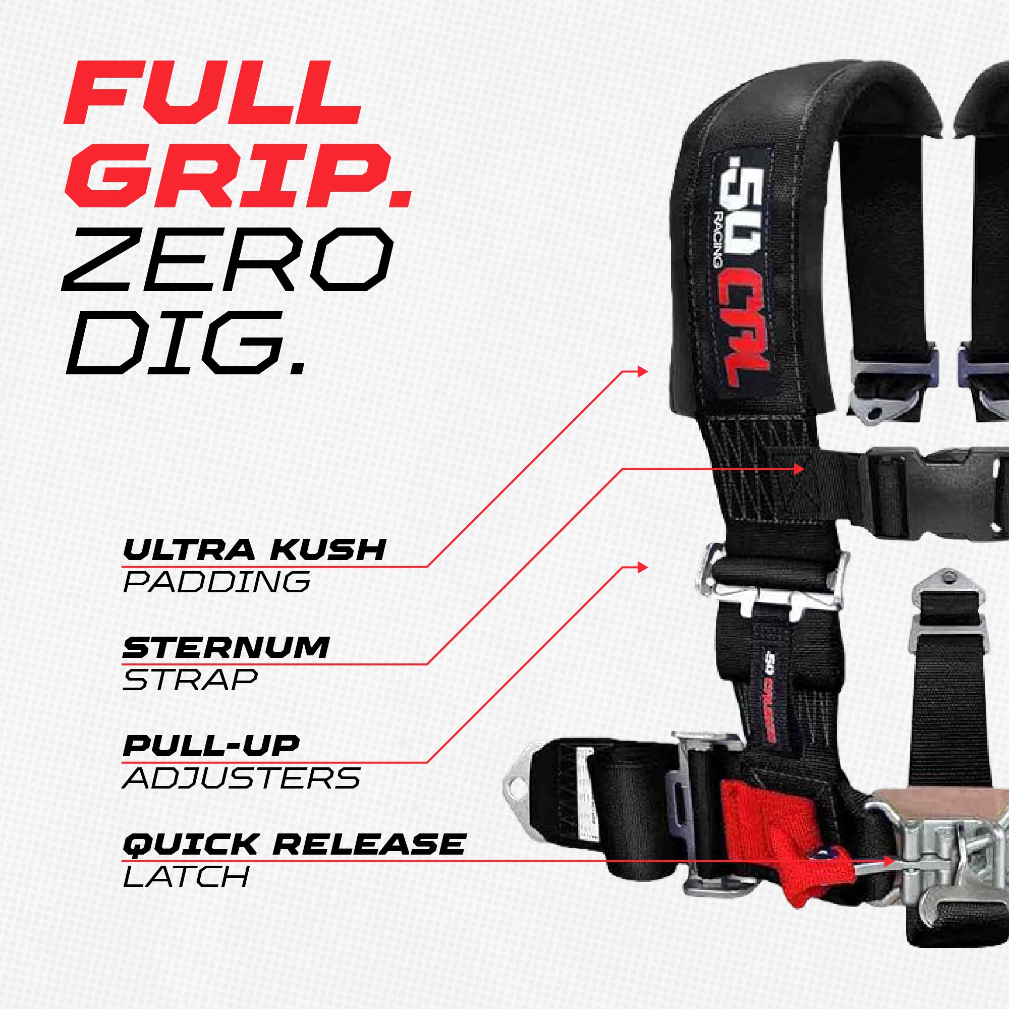 Photo of 4-Point Seat Belt Harness – Automotive buckle by 50 Caliber Racing - Premium Harnesses for UTVs / Side by Sides