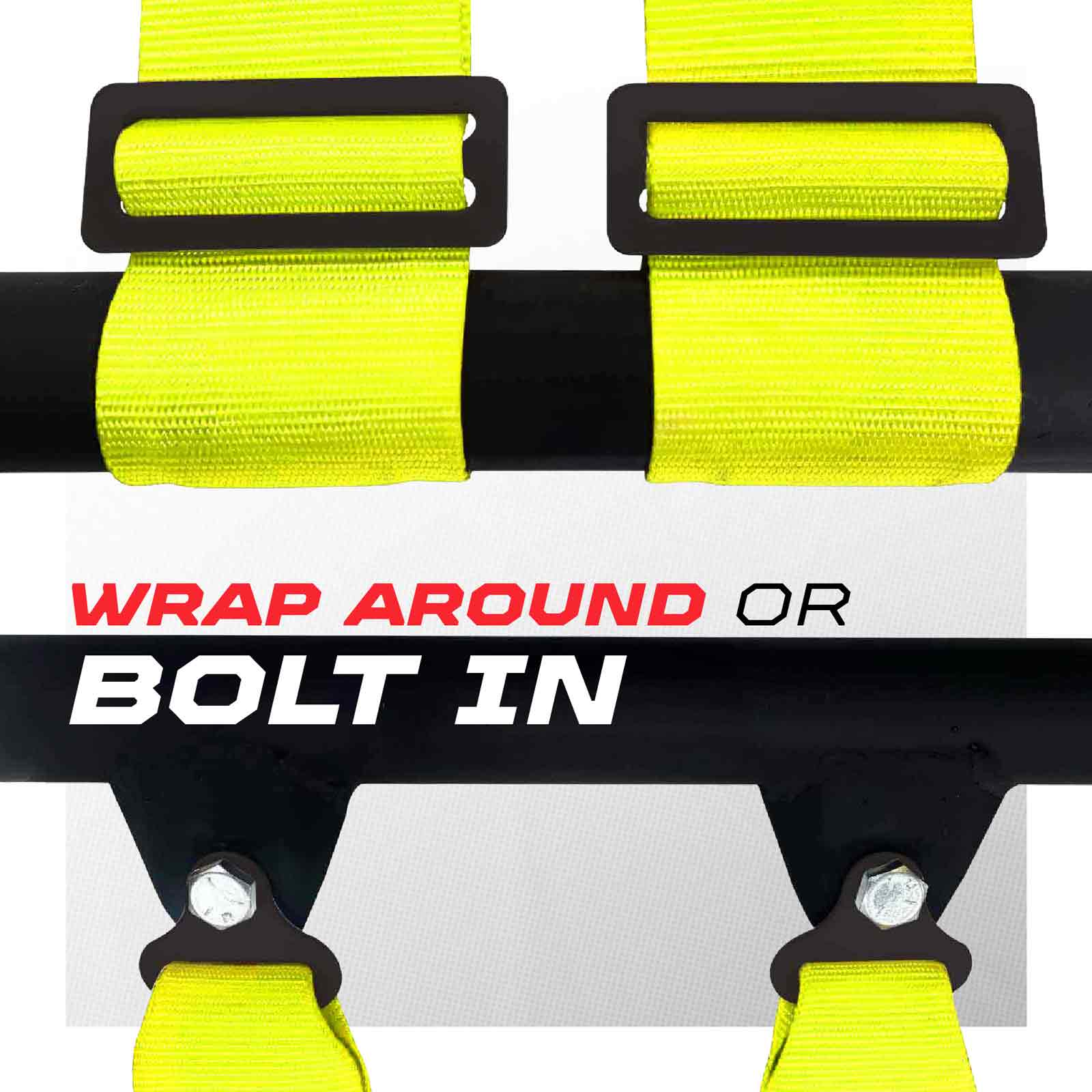 50 Caliber Racing 4-Point UTV Harness | Push Button Release + Sewn-In Pads + Black Hardware | 2" & 3", 10 Colors