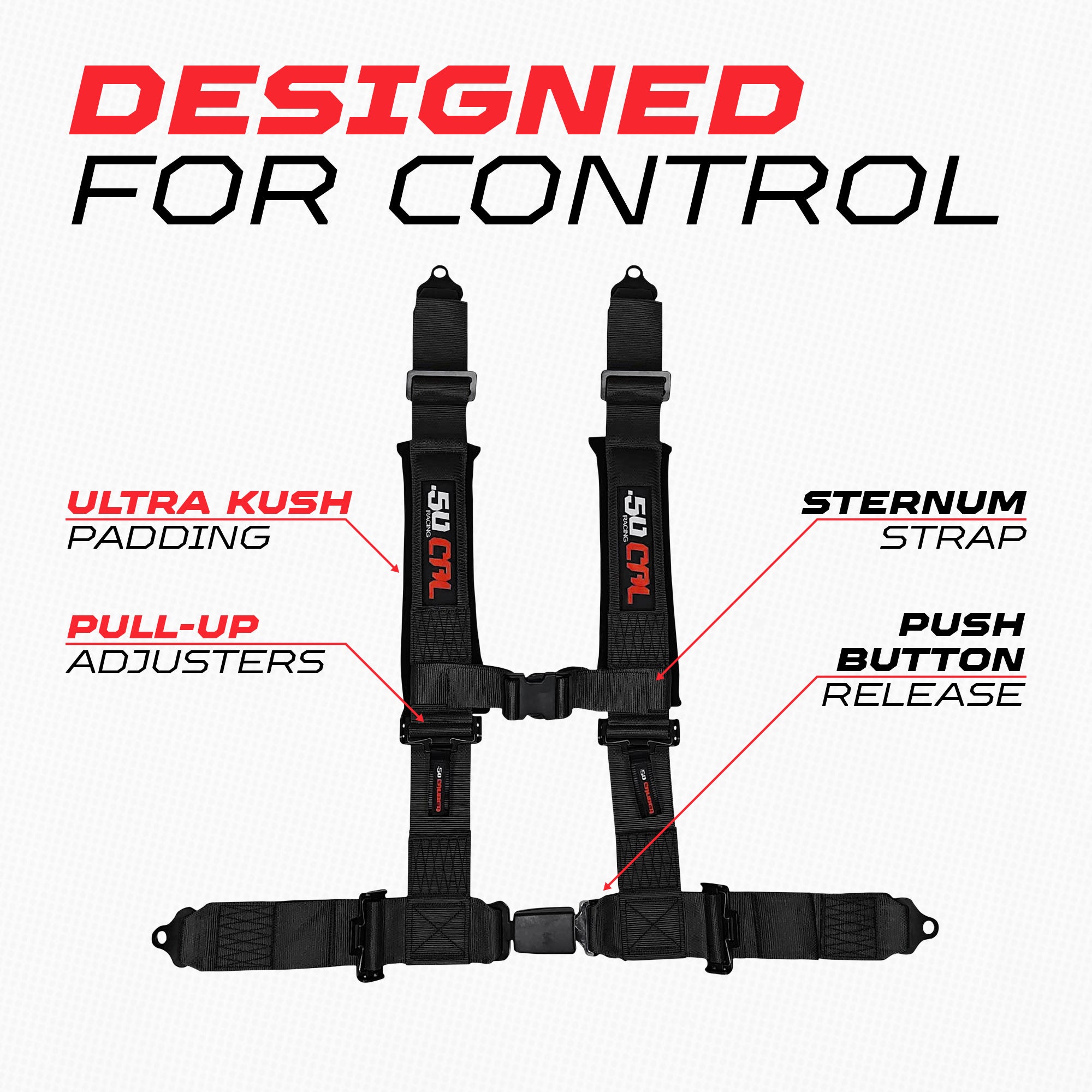 Photo of 4-Point Seat Belt Harness – Automotive buckle by 50 Caliber Racing - Premium Harnesses for UTVs / Side by Sides