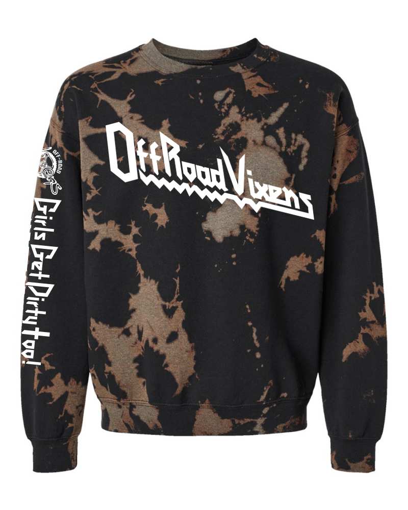 Photo of Heavy Metal Crystal Dye Crew Sweatshirt by OFF-ROAD VIXENS CLOTHING CO. - Premium Ladies Long Sleeves for UTVs / Side by Sides