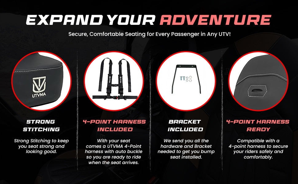 Photo of Honda Talon 4 Front Bump Seat (2020-2025) by UTV Mountain Accessories - Premium Bump Seat for UTVs / Side by Sides