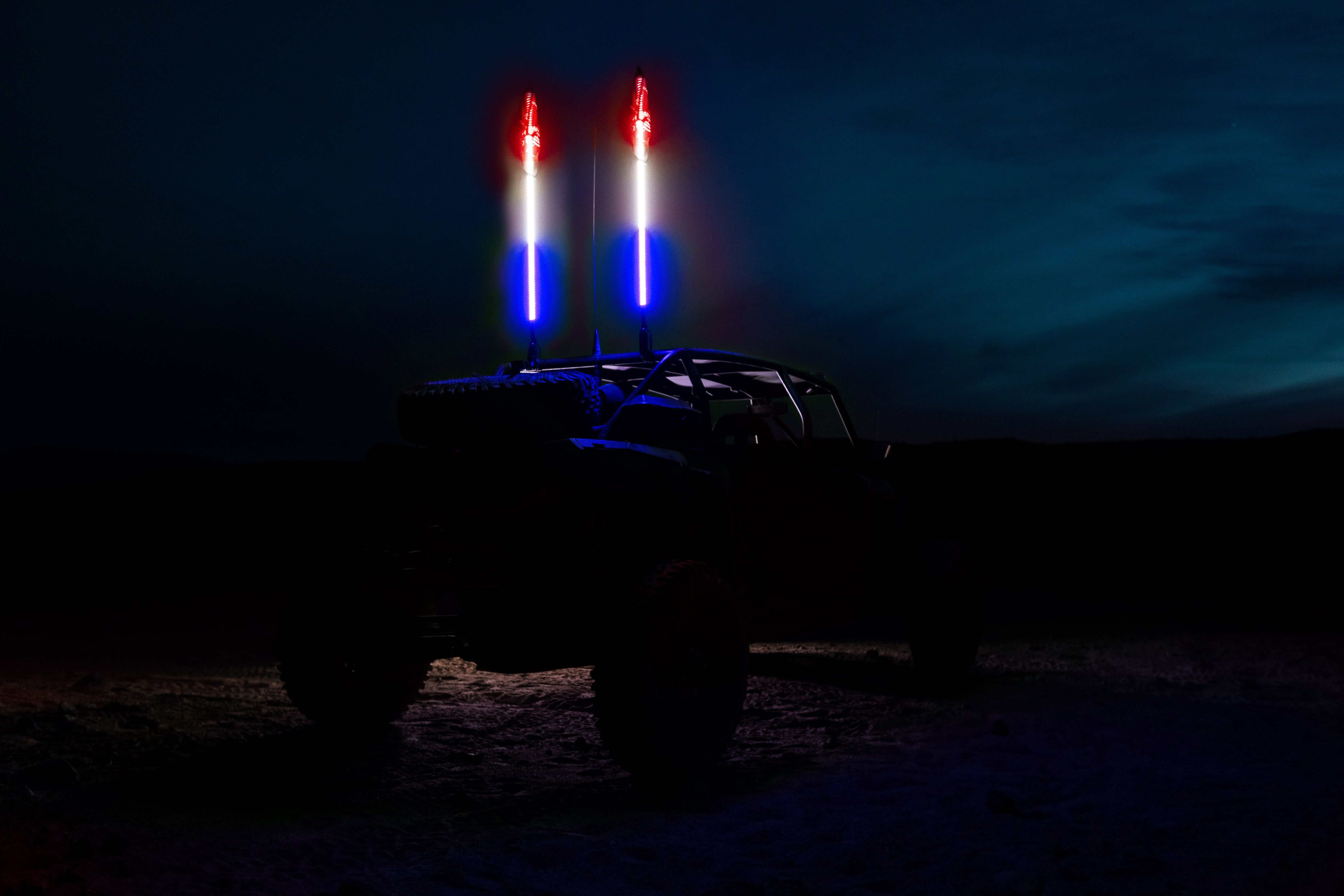 Photo of Red, White, & Blue Hyper Whip by 5150 Whips Inc. - Premium LED Light Whips & Rock Lights for UTVs / Side by Sides