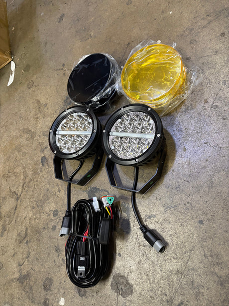Eco Series 6" Round Off Road LED Light Pair With Amber & Black Covers & Wiring Harness