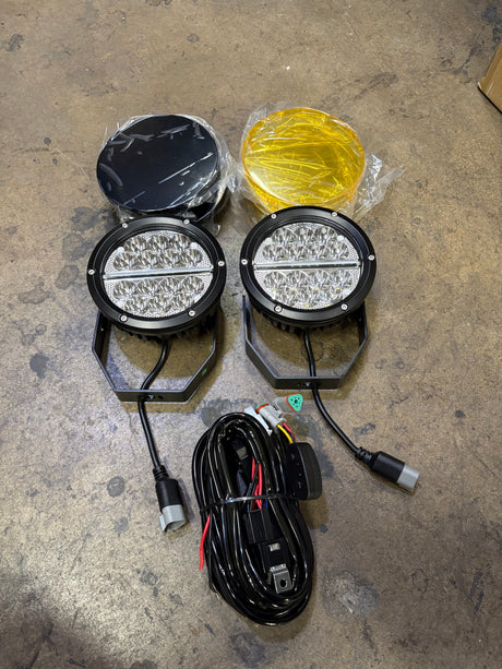 Eco Series 6" Round Off Road LED Light Pair With Amber & Black Covers & Wiring Harness
