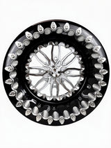 Packard Icon silver forged beadlock wheel with black ring - front view