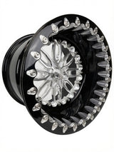 Packard Icon silver forged beadlock wheel with black ring - angled view