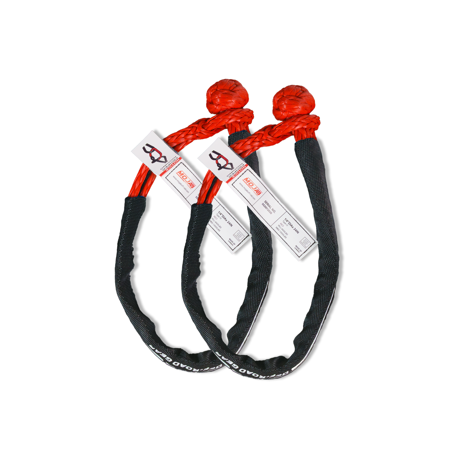 Photo of Soft Shackle 1/4'' x 24'' with sleeve and bag (Set of 2 Shackles) (Lifetime Warranty) by MOJAB OFFROAD - Premium for UTVs / Side by Sides