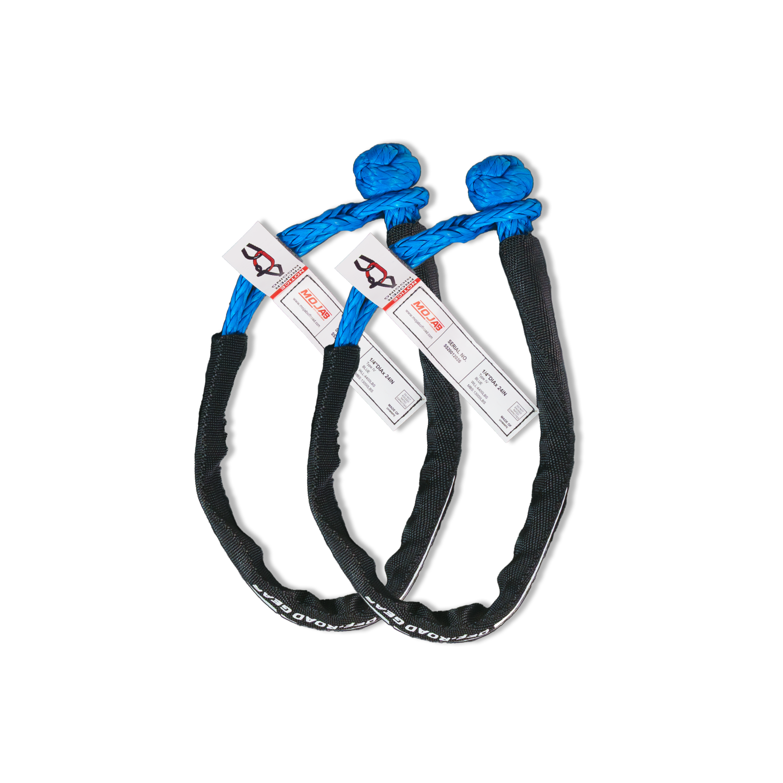 Photo of Soft Shackle 1/4'' x 24'' with sleeve and bag (Set of 2 Shackles) (Lifetime Warranty) by MOJAB OFFROAD - Premium for UTVs / Side by Sides