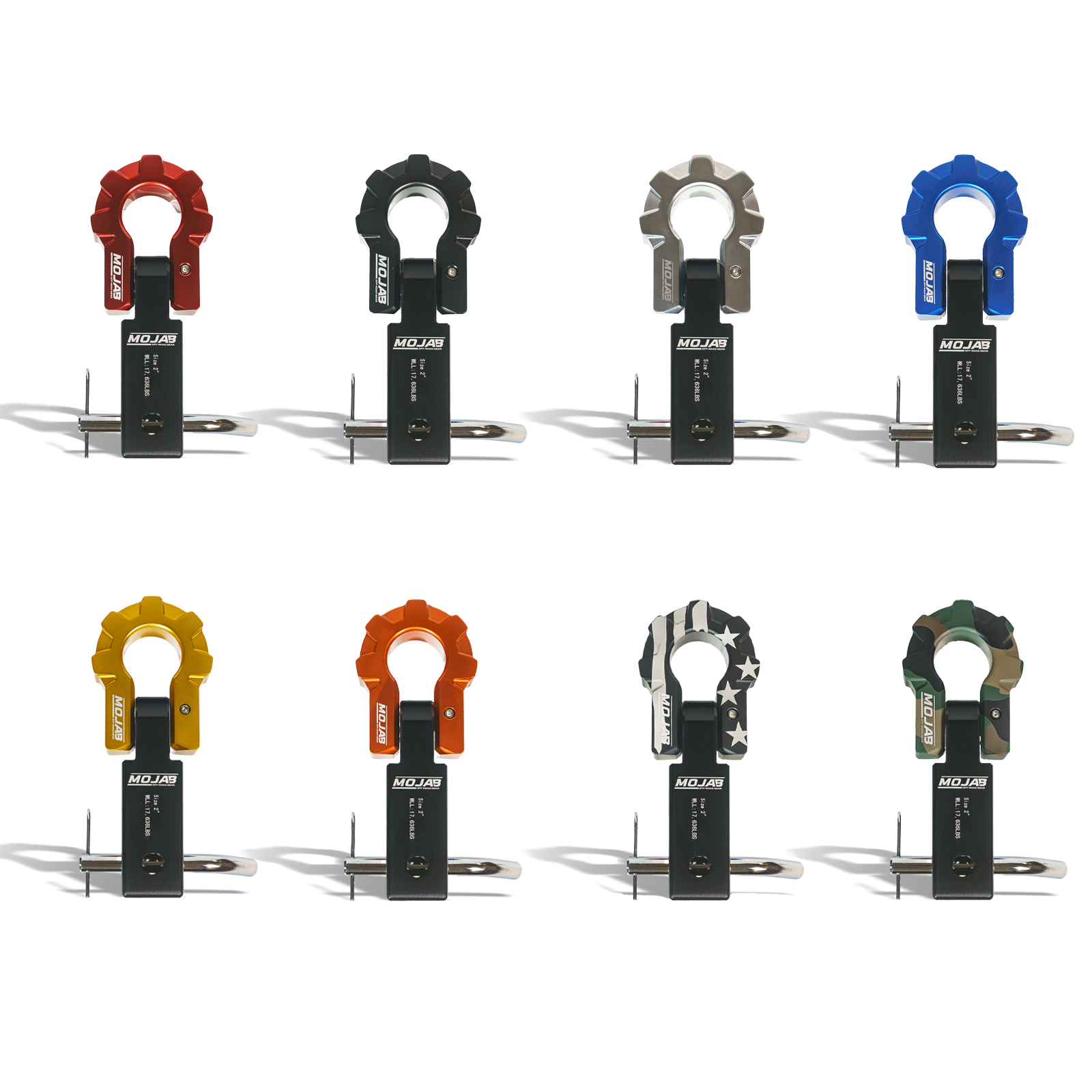 Photo of 2'' Aluminum Hitch Receiver with Aluminum D-Shackle 9T (Lifetime Warranty) by MOJAB OFFROAD - Premium for UTVs / Side by Sides