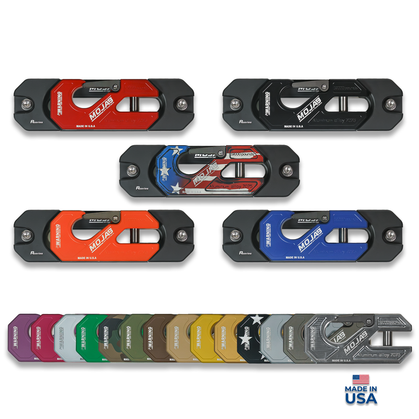 Photo of Aluminum Recessed Winch Shackle with Fairlead Kit, closed latch (LIFE TIME WARRANTY*) by MOJAB OFFROAD - Premium Winches & Winch Mounts for UTVs / Side by Sides