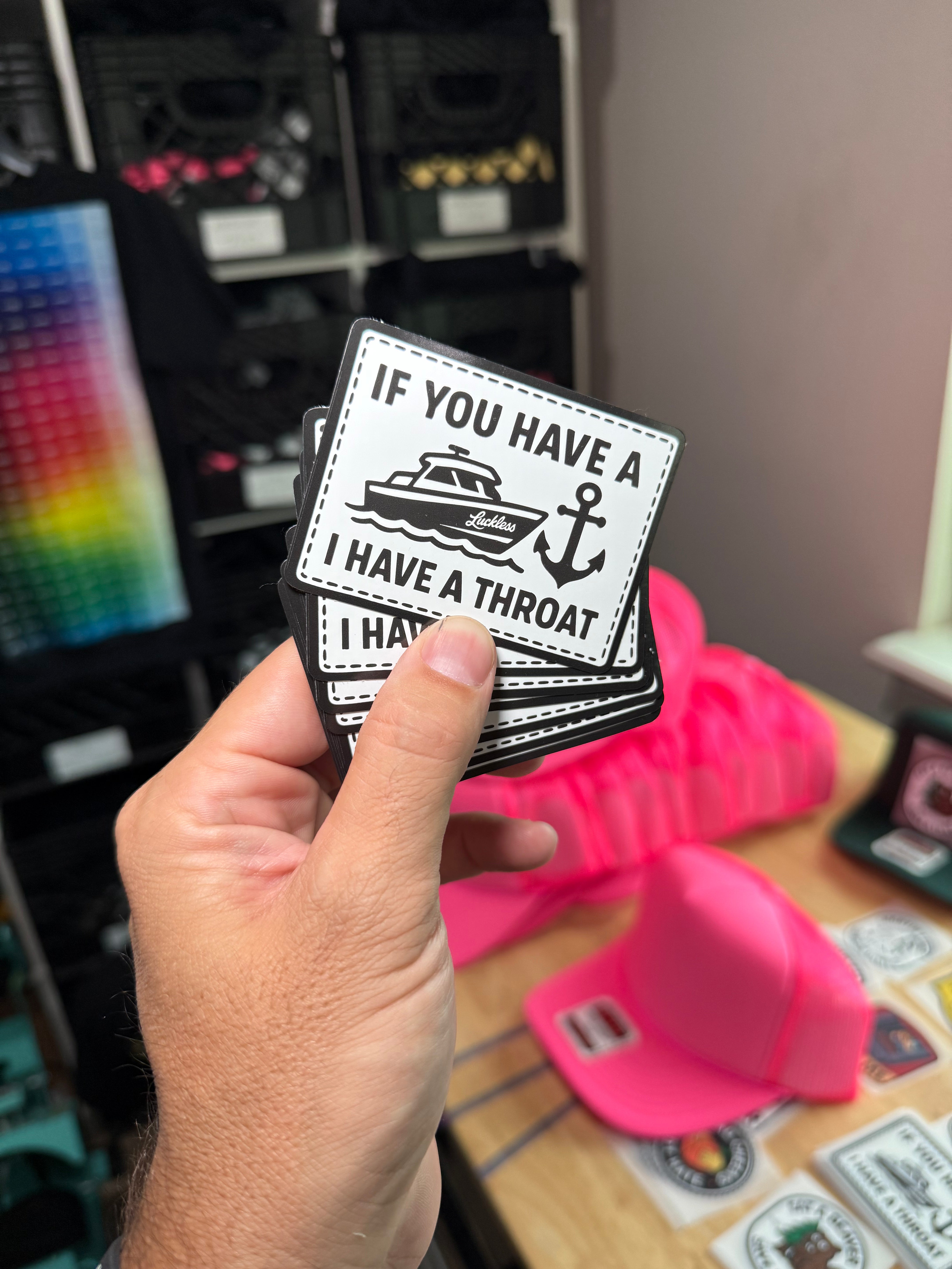 Photo of Boat Throat Sticker by Luckless Outfitters - Premium Stickers for UTVs / Side by Sides