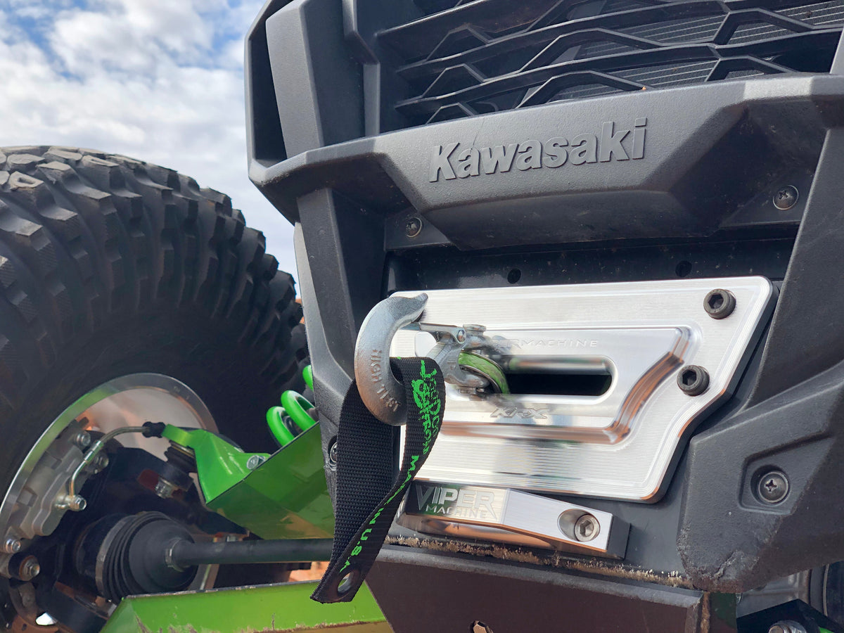 Photo of KRX 1000 Billet Winch Plate with Integrated Rope Hawse by Viper Machine - Premium for UTVs / Side by Sides