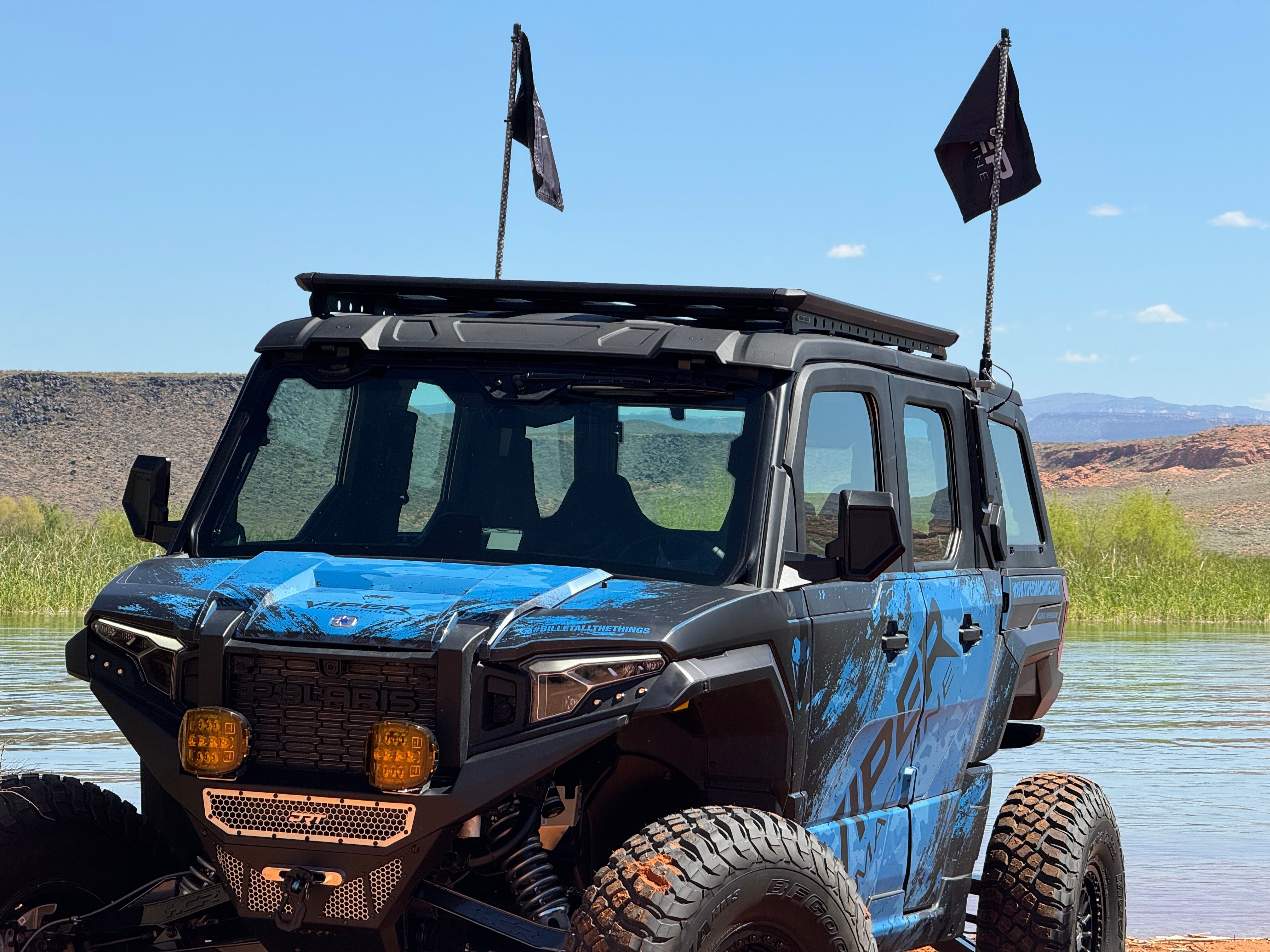 Photo of Polaris Xpedition Billet Whip Mounts / Pair by Viper Machine - Premium for UTVs / Side by Sides