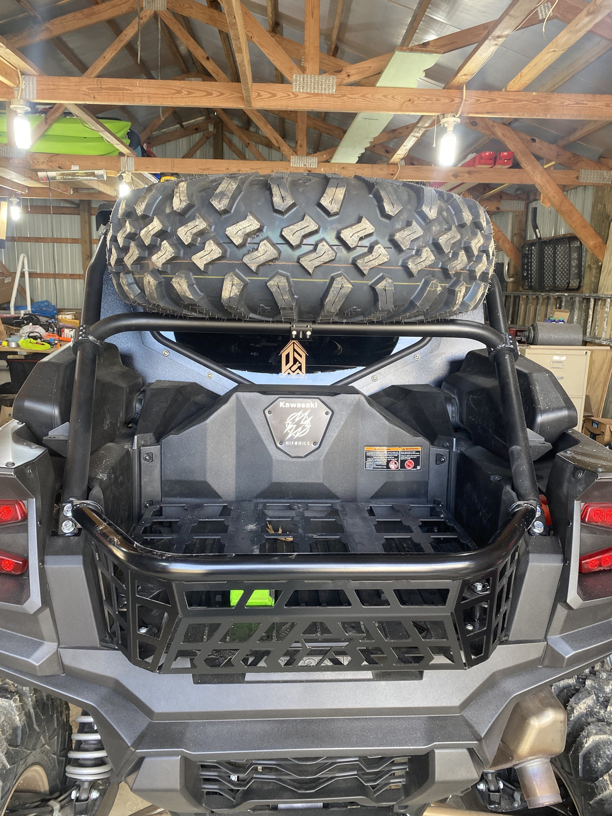 Photo of Kawasaki Teryx KRX 4 1000 Dual Clamp Spare Tire Mount by Factory UTV - Premium Spare Tire Mounts for UTVs / Side by Sides