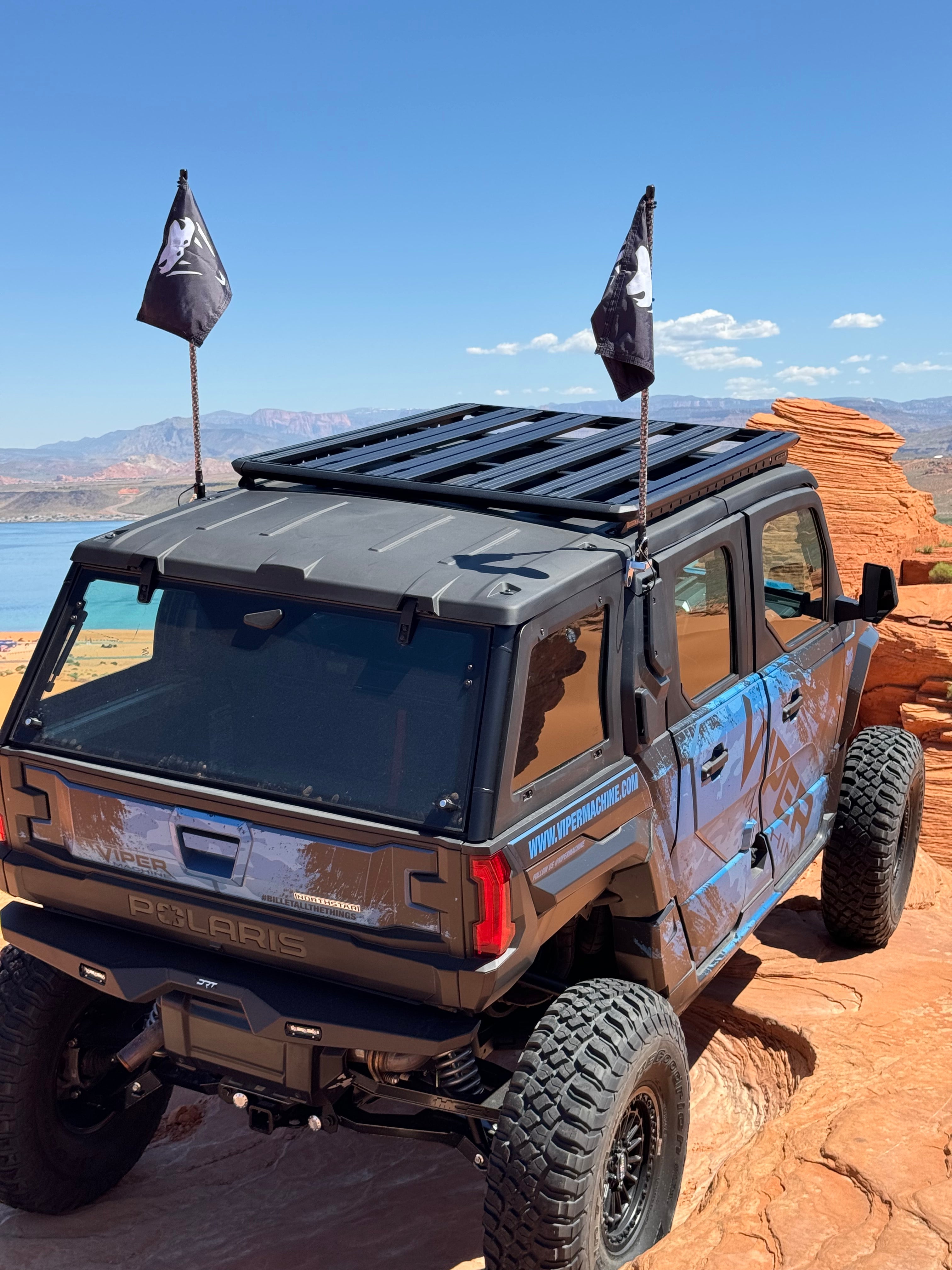 Photo of Polaris Xpedition Billet Whip Mounts / Pair by Viper Machine - Premium for UTVs / Side by Sides