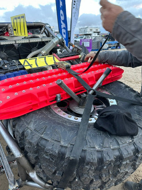 Photo of Ultimate Traction recovery board with steel plugs and storage bag by MOJAB OFFROAD - Premium Recovery board for UTVs / Side by Sides