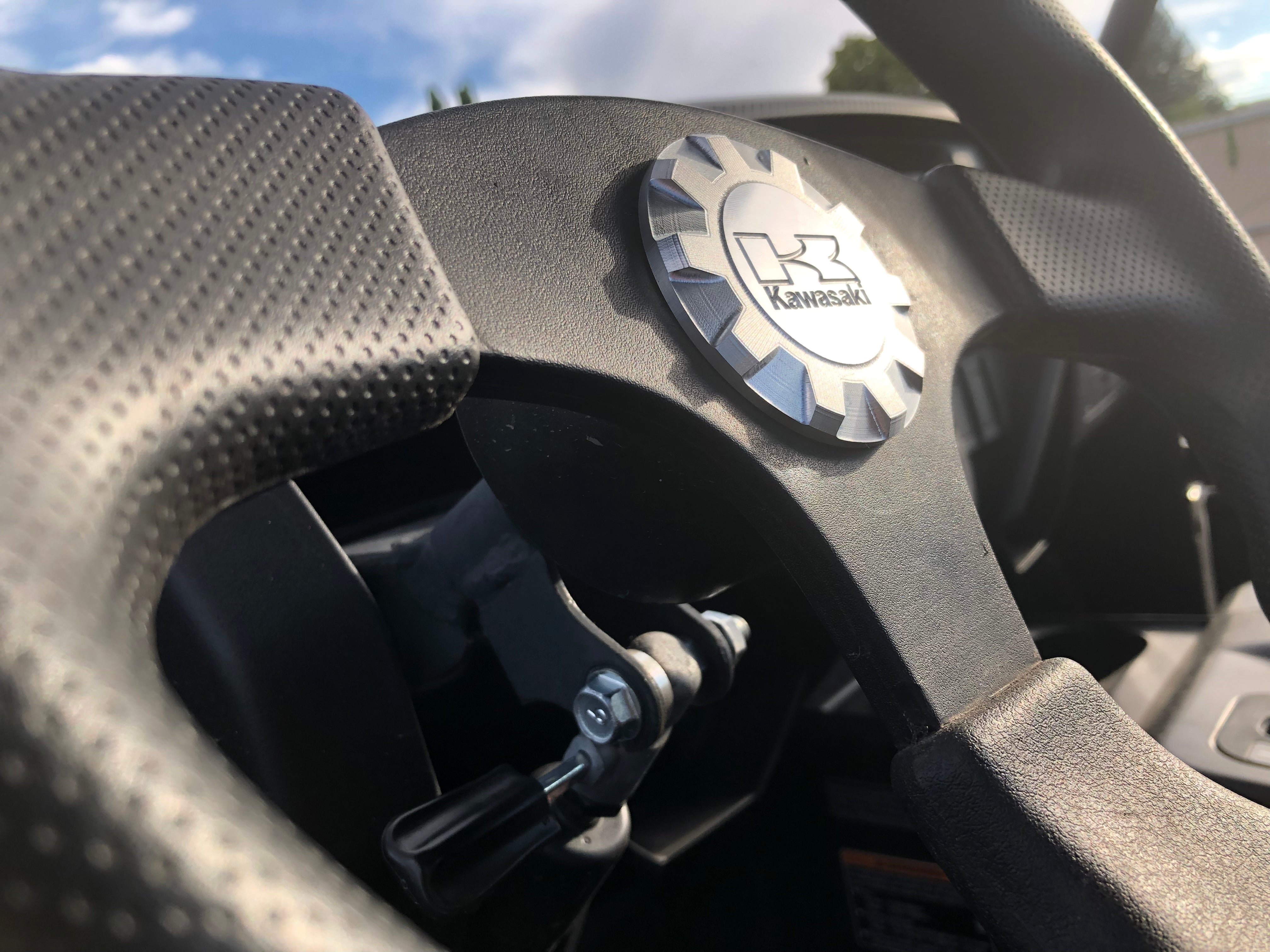 Photo of Kawasaki Teryx 2/4 Billet Steering Wheel Cap by Viper Machine - Premium for UTVs / Side by Sides