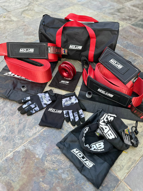 Photo of Premium Recovery Kit ( 7 items + 3 Storage bag + 2 Velcro tape) *Lifetime Warranty by MOJAB OFFROAD - Premium Recovery Kit for UTVs / Side by Sides