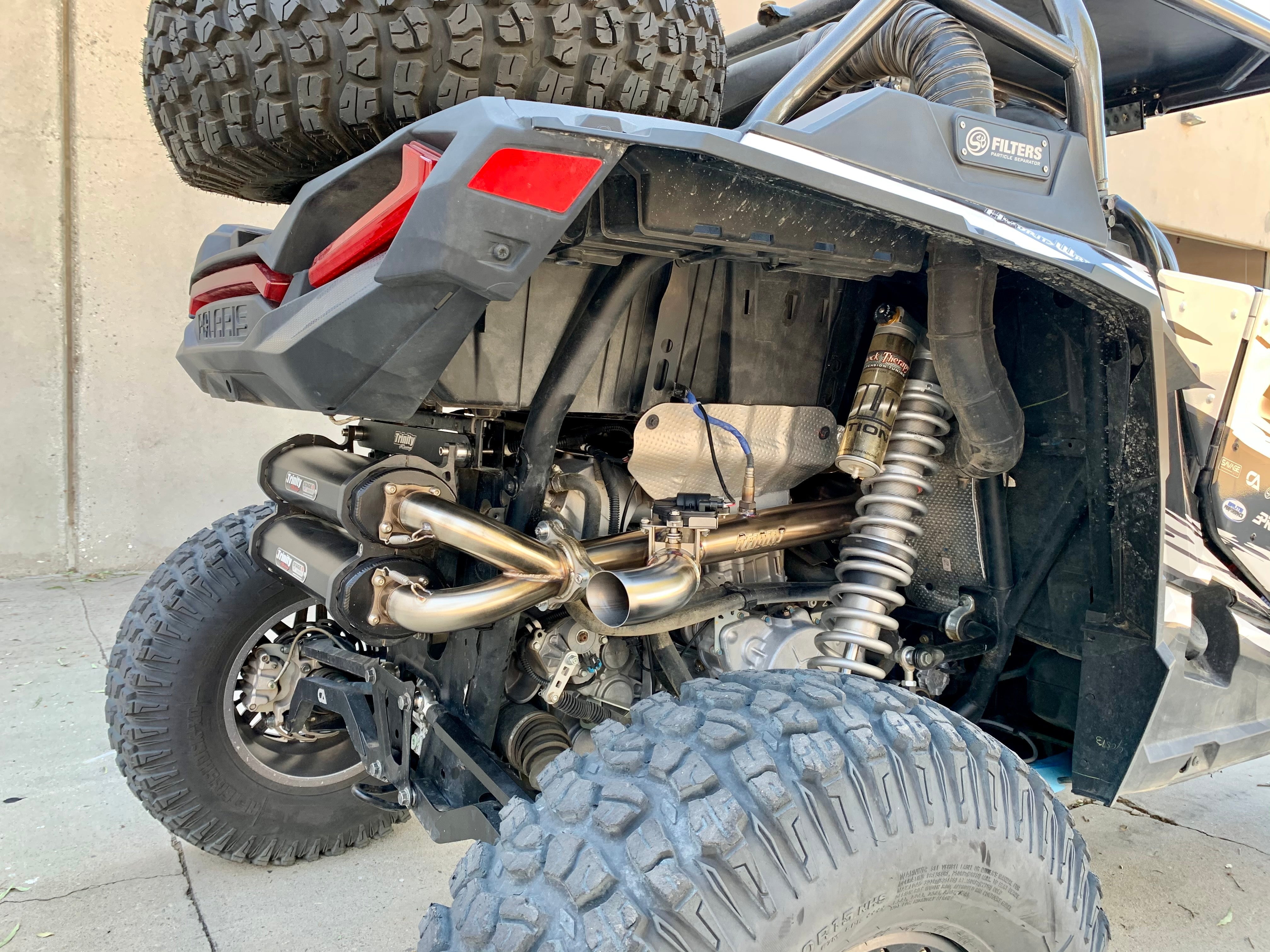 Photo of SIDE PIECE Header Pipe with Electronic Cutout - RZR Turbo by Trinity Racing - Premium Full System for UTVs / Side by Sides