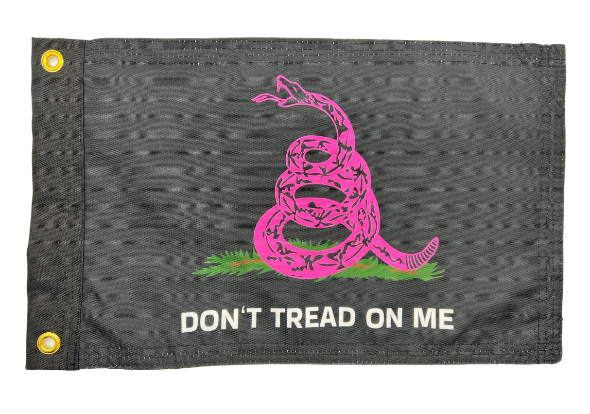 Don’t Tread on Me Black Pink Double Sided Grommet Flag 12”x18”