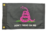 Don’t Tread on Me Black Pink Double Sided Grommet Flag 12”x18”