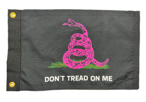 Don’t Tread on Me Black Pink Double Sided Grommet Flag 12”x18”