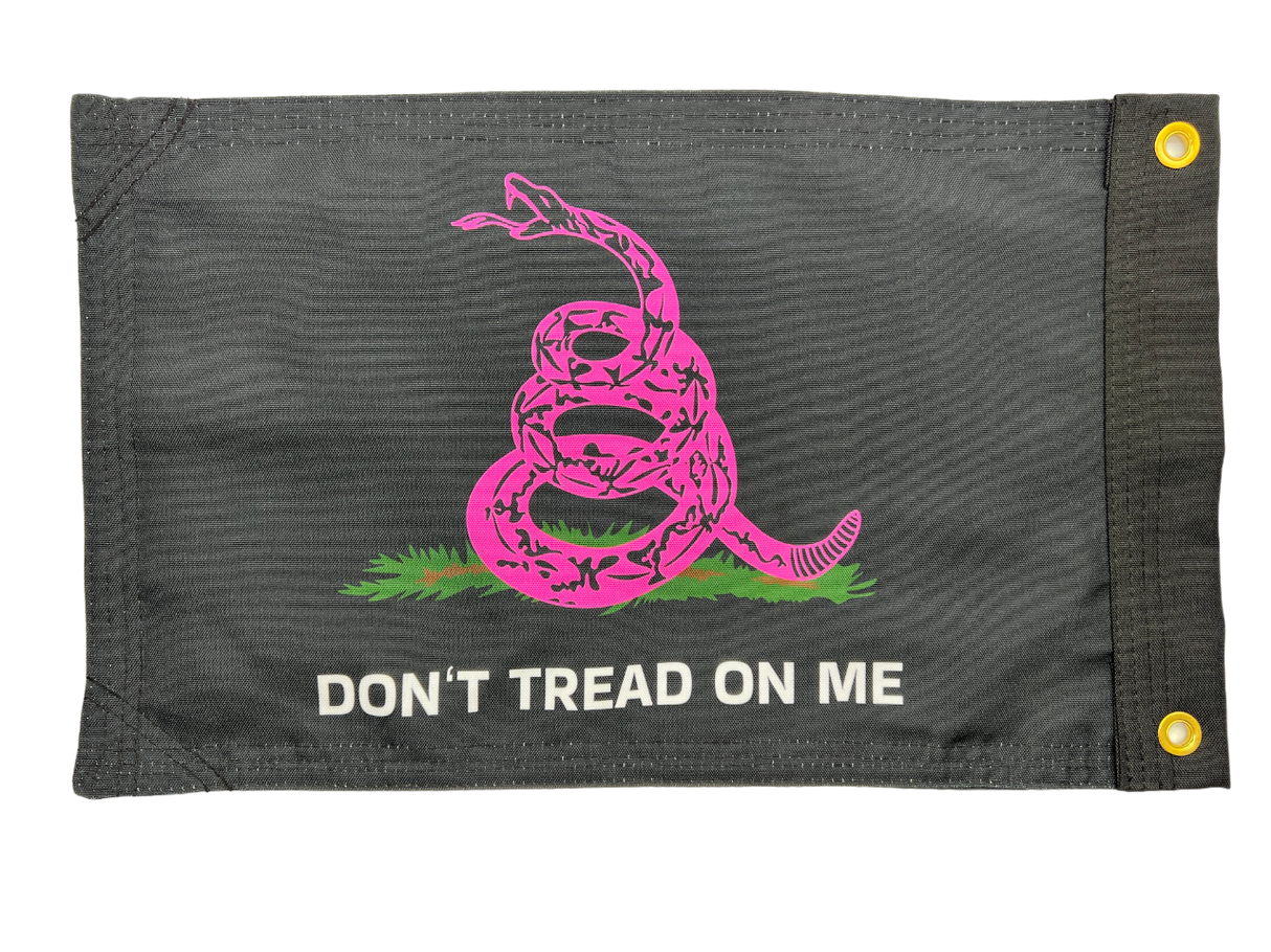 Don’t Tread on Me Black Pink Double Sided Grommet Flag 12”x18”