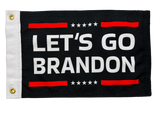 LET'S GO BRANDON BLACK FLAG 12"x18" Double Sided Grommet Flag