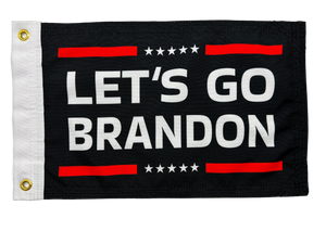 LET'S GO BRANDON BLACK FLAG 12"x18" Double Sided Grommet Flag