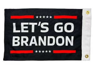 LET'S GO BRANDON BLACK FLAG 12"x18" Double Sided Grommet Flag