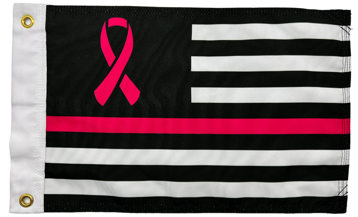 Pink Ribbon FLAG 12"x18" Double Sided Grommet Flag