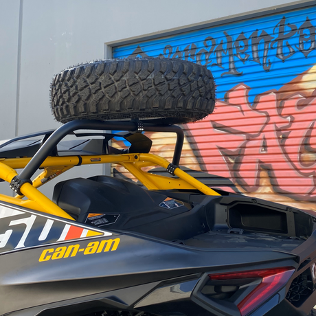 Photo of Can-Am Maverick R Above The Roof Dual Clamp Spare Tire Mount by Factory UTV - Premium Spare Tire Mounts for UTVs / Side by Sides
